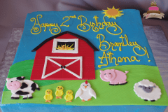 (555) Flat Farm Animal Sheet Cake