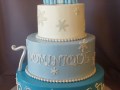 (499) Frozen Theme Tiered Cake with Castle Topper