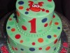(407) Polka Dot Frog 1st Birthday Cake