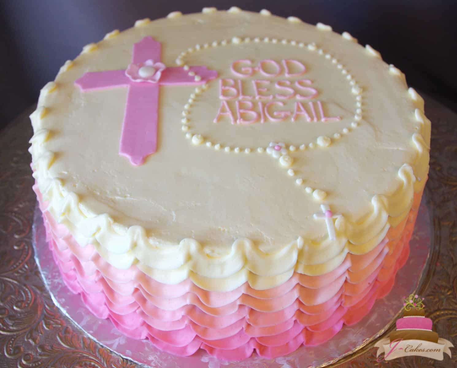 (2016) Pink Ombre Ruffle Communion Cake