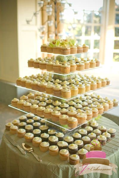 (633) Buttercream Rosebud Square Cupcake Tower