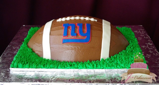 (718) NY Giants Football-Shaped Cake