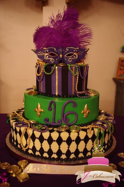 (911) Mardi Gras Sweet 16 Cake