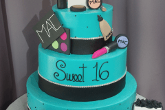 (932) Make-Up Theme Sweet 16 Cake