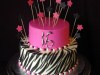 (906) Pink, Black, and White Zebra Stripe Sweet 16 Cake