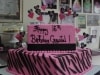 (908) Pink and Black Zebra Stripe Sweet 16 Cake