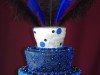 (916) Tapered Blue, Black, and Silver Masquerade Sweet 16 Cake