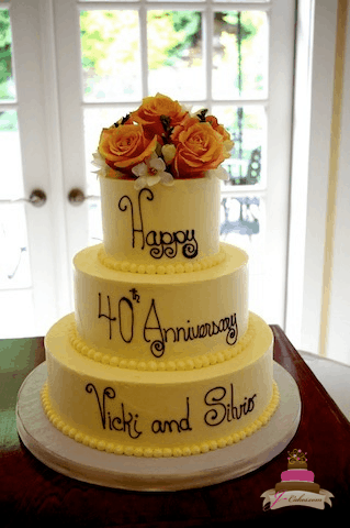 (825) 40th Anniversary Tiered Cake