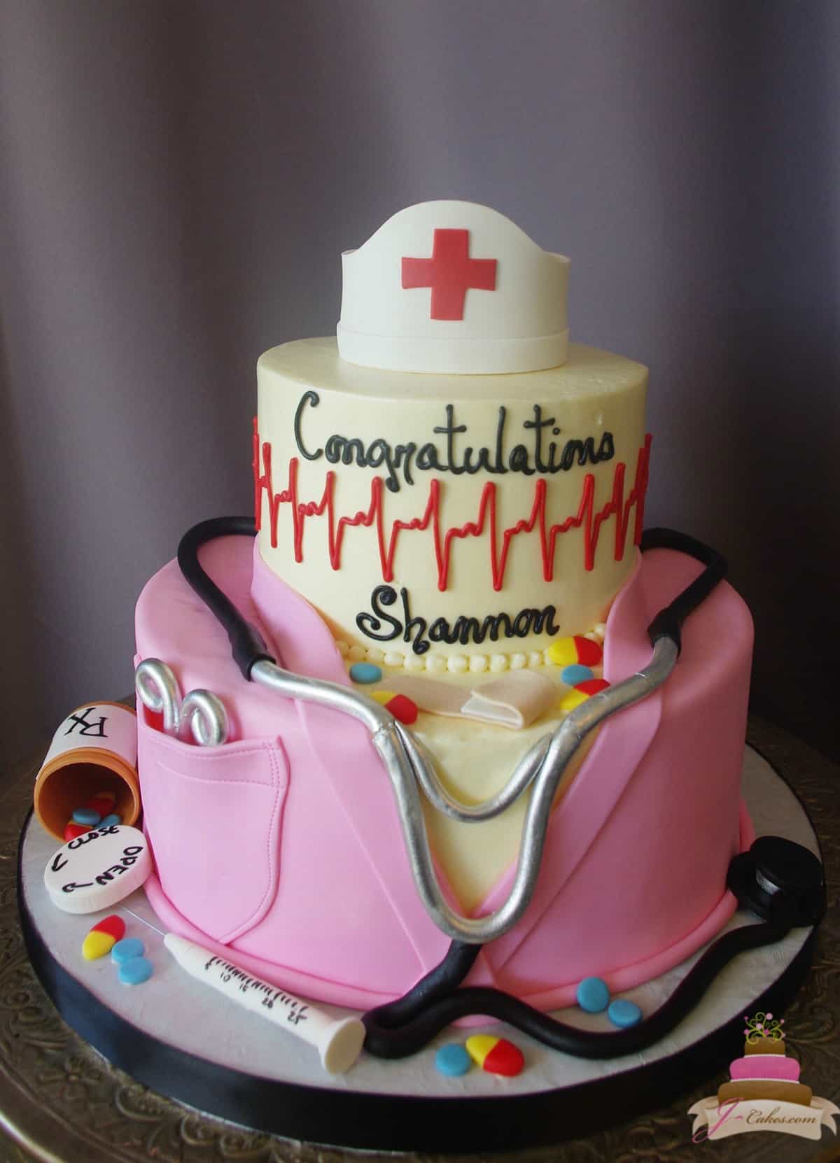 (841) Tiered Nursing Graduation Cake