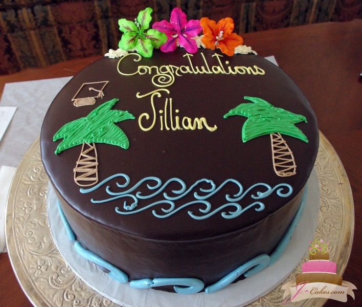 (814) Beach Theme Graduation Cake