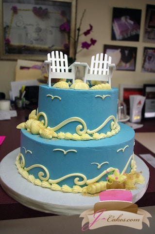 (815) Beach Theme Retirement Cake
