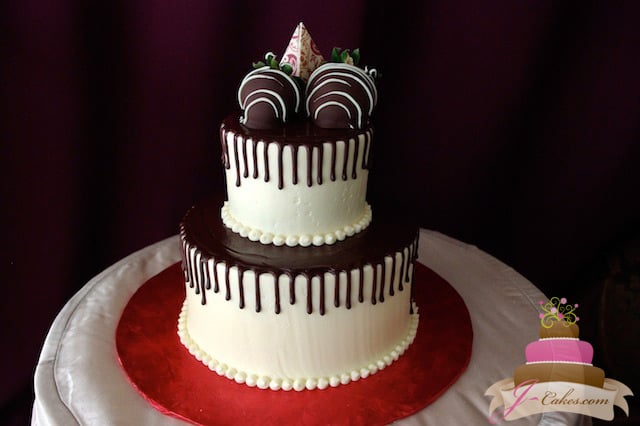 (821) Ganache Drip Anniversary Cake