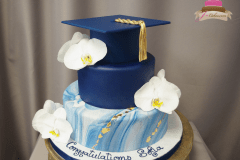 (844) Marbled Fondant Graduation Cake