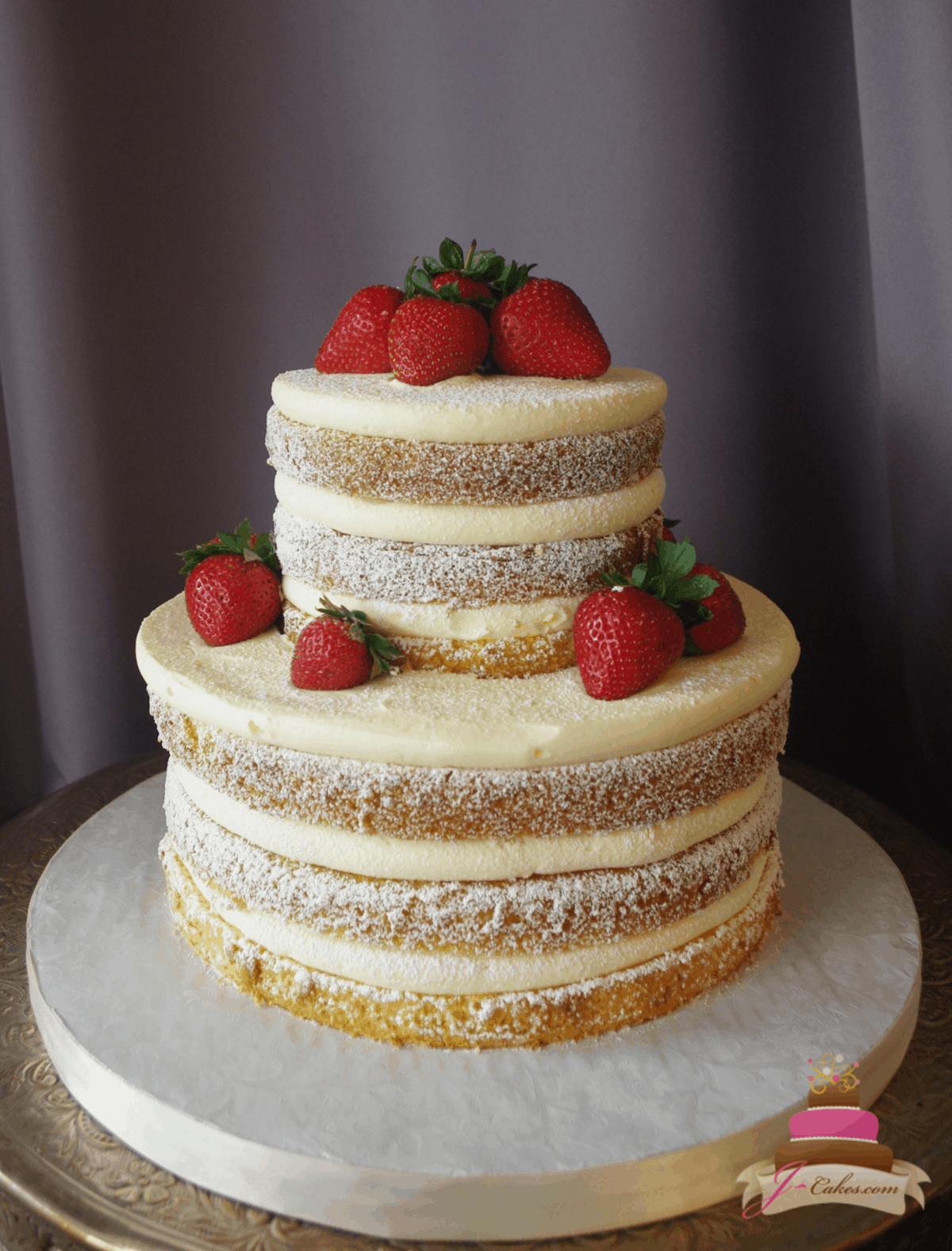 (1163) Naked Wedding Cake with Powdered Sugar
