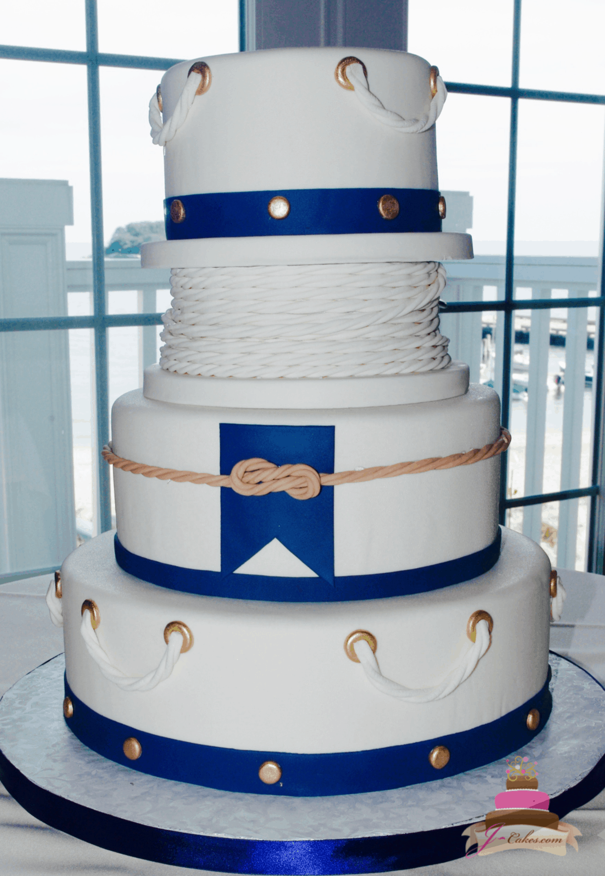 (1164) Nautical Rope Wedding Cake