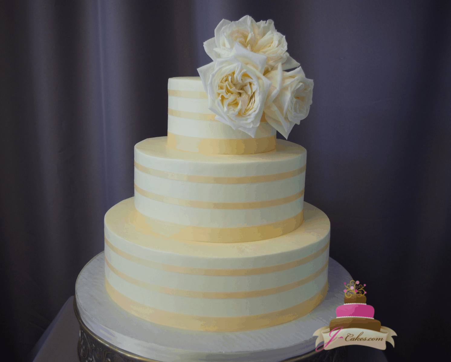 (1174) Ribbon Stripe Wedding Cake