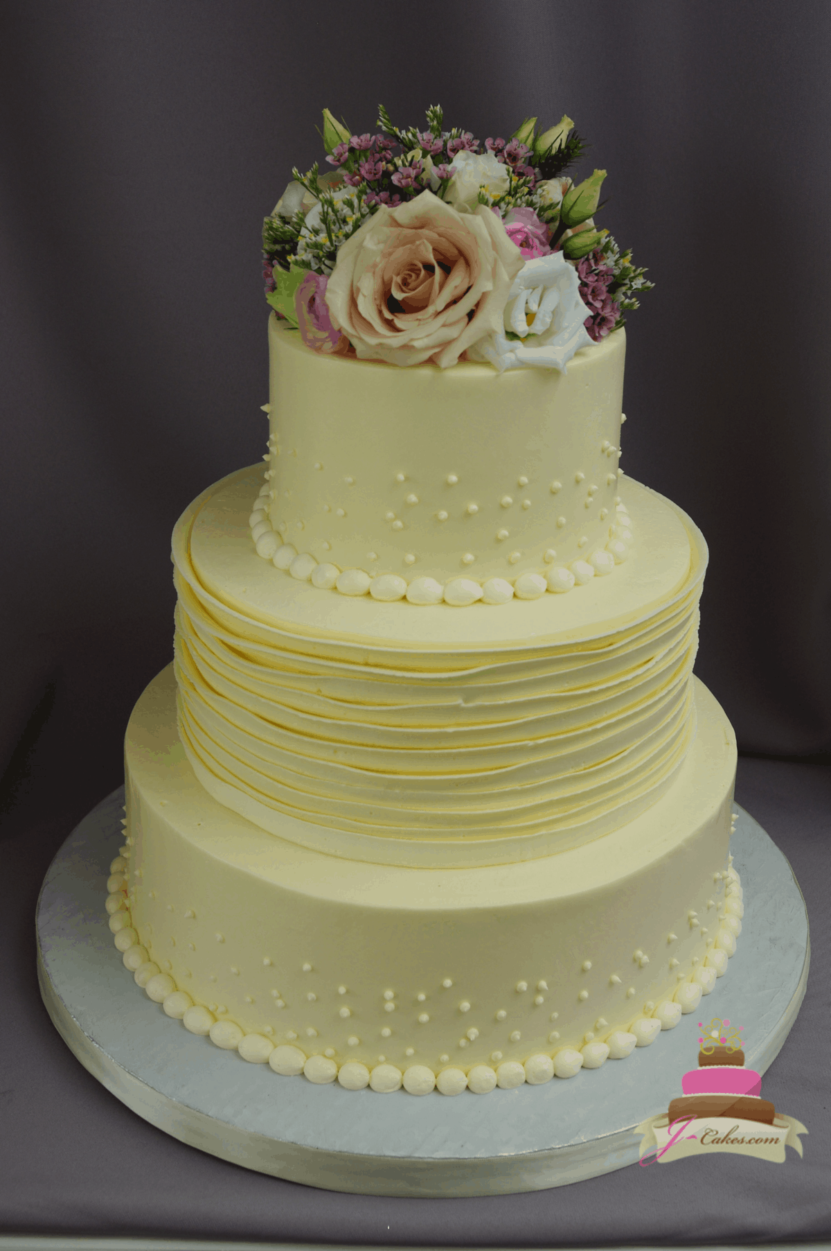 (1182) Buttercream Ruffle Wedding Cake