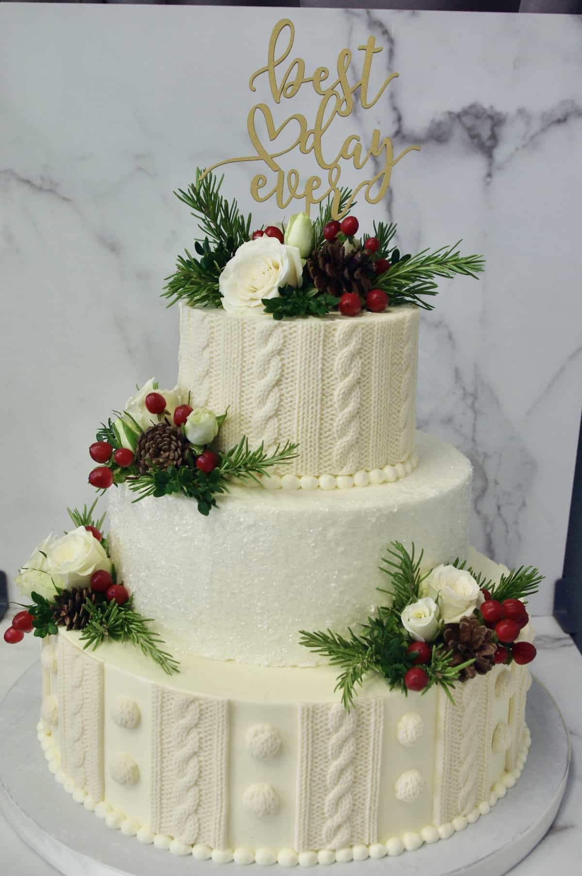 (1187) Cozy Sweater Winter Wedding Cake