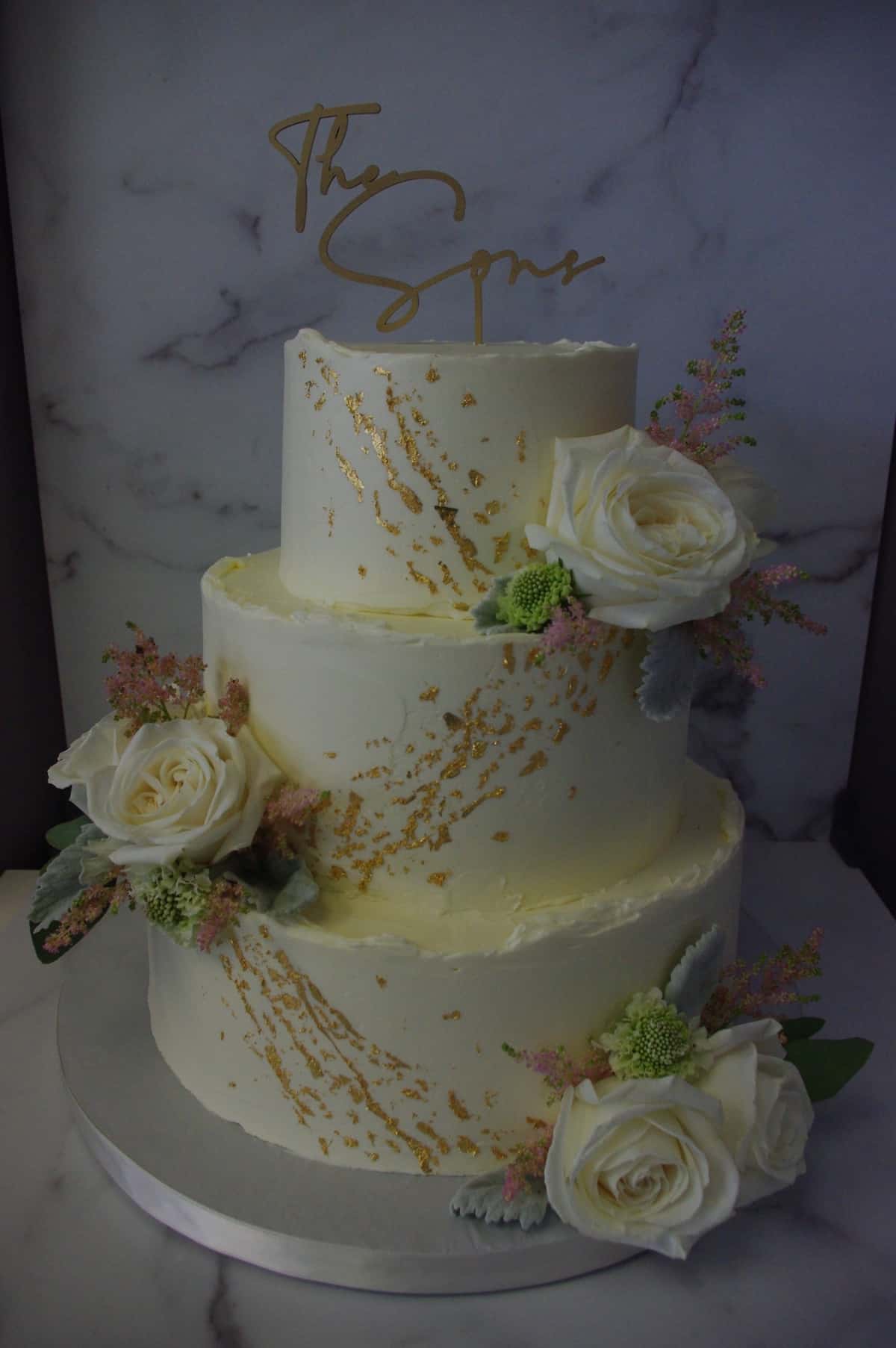 (1193) Gold Speckled Wedding Cake
