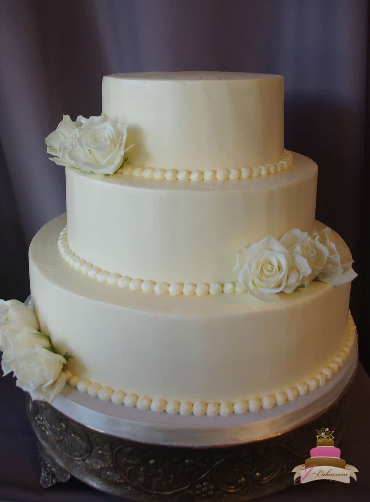(1157) Simple Smooth Buttercream Wedding Cake