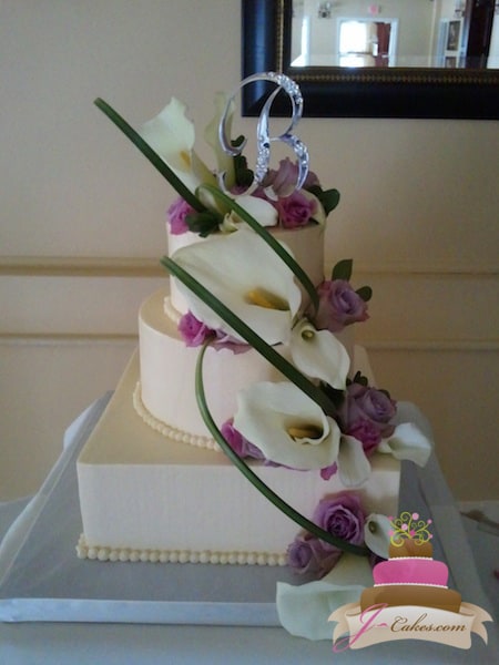 (1089) Calla Lily Cascade Wedding Cake