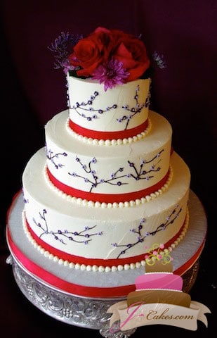 (1137) Floral Branch Wedding Cake