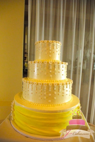 (1007) Petite Fondant Flower Wedding Cake with Draping