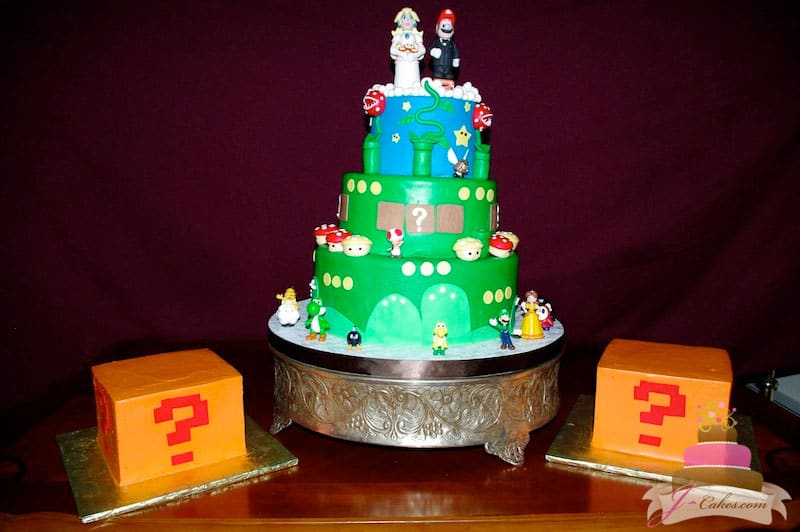 (1107) Mario Theme Wedding Cake