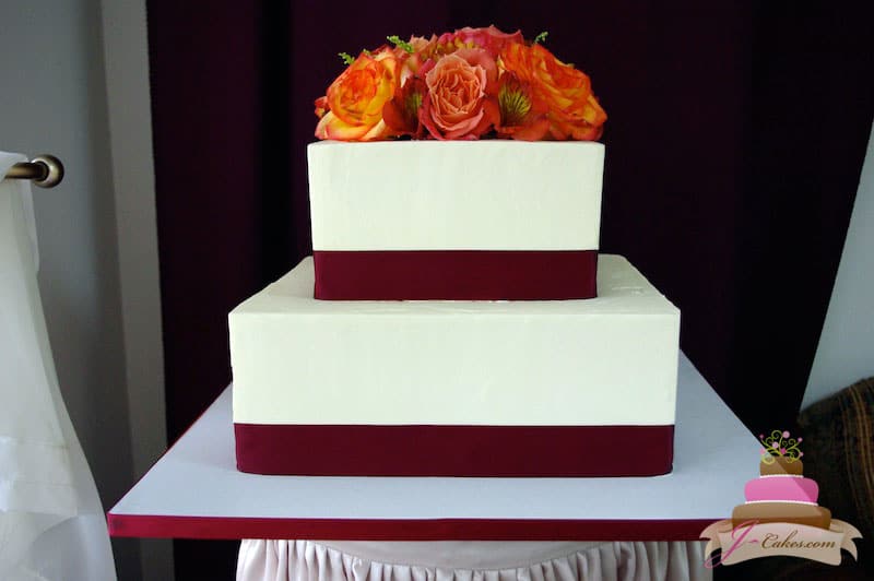 (1109) Simple Square Wedding Cake