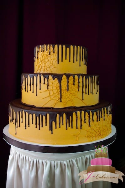 (1110) Spooky Spider Web Wedding Cake