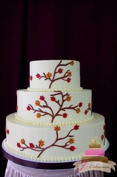 (1111) Sugar Autumn Leaves Wedding Cake