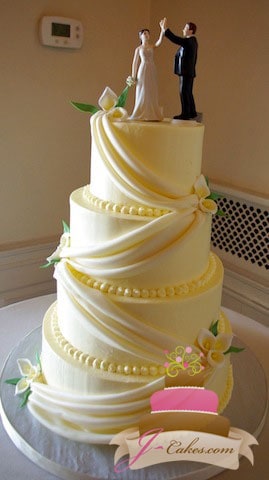 (1029) Fondant Swag Wedding Cake