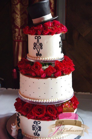 (1030) Alice in Wonderland Themed Wedding Cake