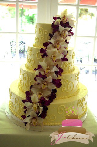 (1039) Orchid Cascade Wedding Cake