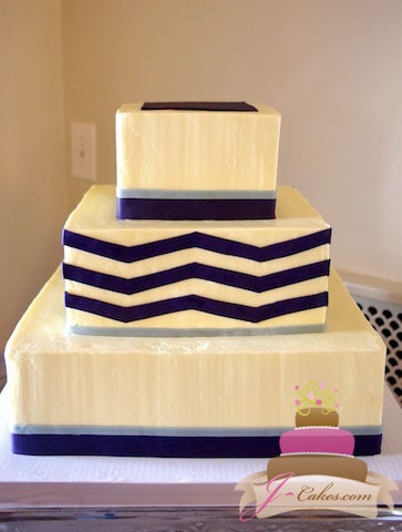 (1044) Purple Chevron Wedding Cake