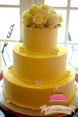 (1049) Wedding Cake with Fondant Flower Border
