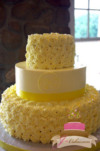(1055) Buttercream Rosette Wedding Cake