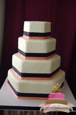 (1064) Hexagonal Wedding Cake with Dots
