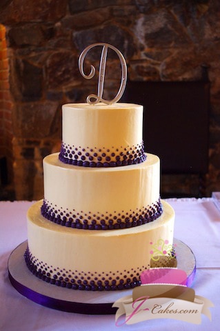 (1065) Graduated Purple Dot Wedding Cake