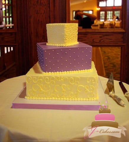 (1069) Purple and White Wedding Cake