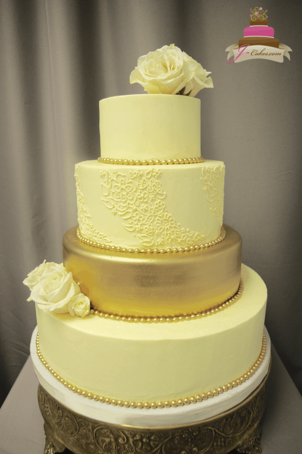 (1173) Gold Tier Wedding Cake