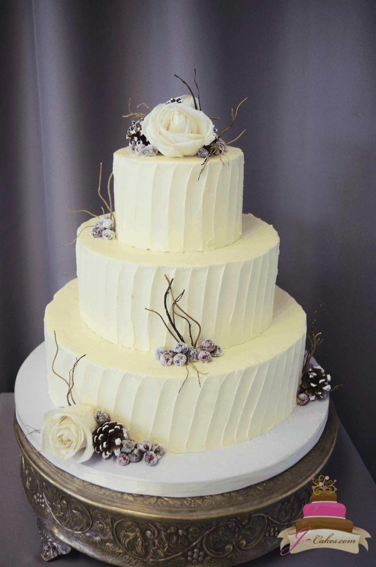 (1176) Winter Vertical Texture Wedding Cake