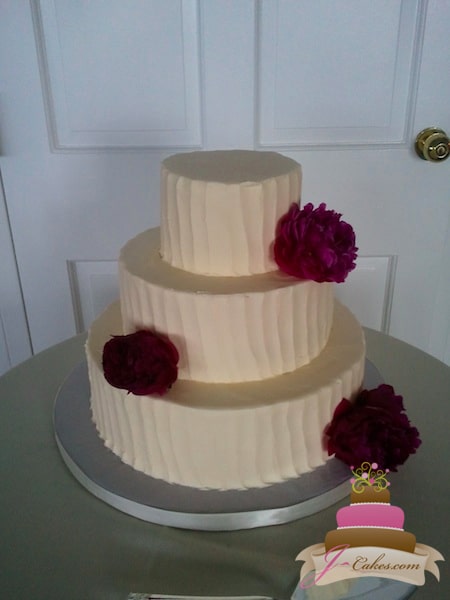 (1120) Vertical Textured Buttercream Wedding Cake