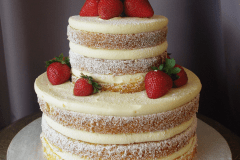 (1163) Naked Wedding Cake with Powdered Sugar