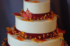 (1167) Autumn Wedding Cake with Sugar Leaves and Faux Berries