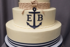 (1170) Nautical Wedding Cake with Anchor Monogram