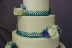 (1172) Teal Graduate Dot Wedding Cake