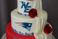 (1177) Patriots Theme Half and Half Wedding Cake