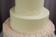 (1183) Rosette and Sugar Pearl Wedding Cake