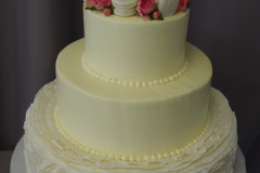 (1186) Fondant Ruffle and Macaron Wedding Cake